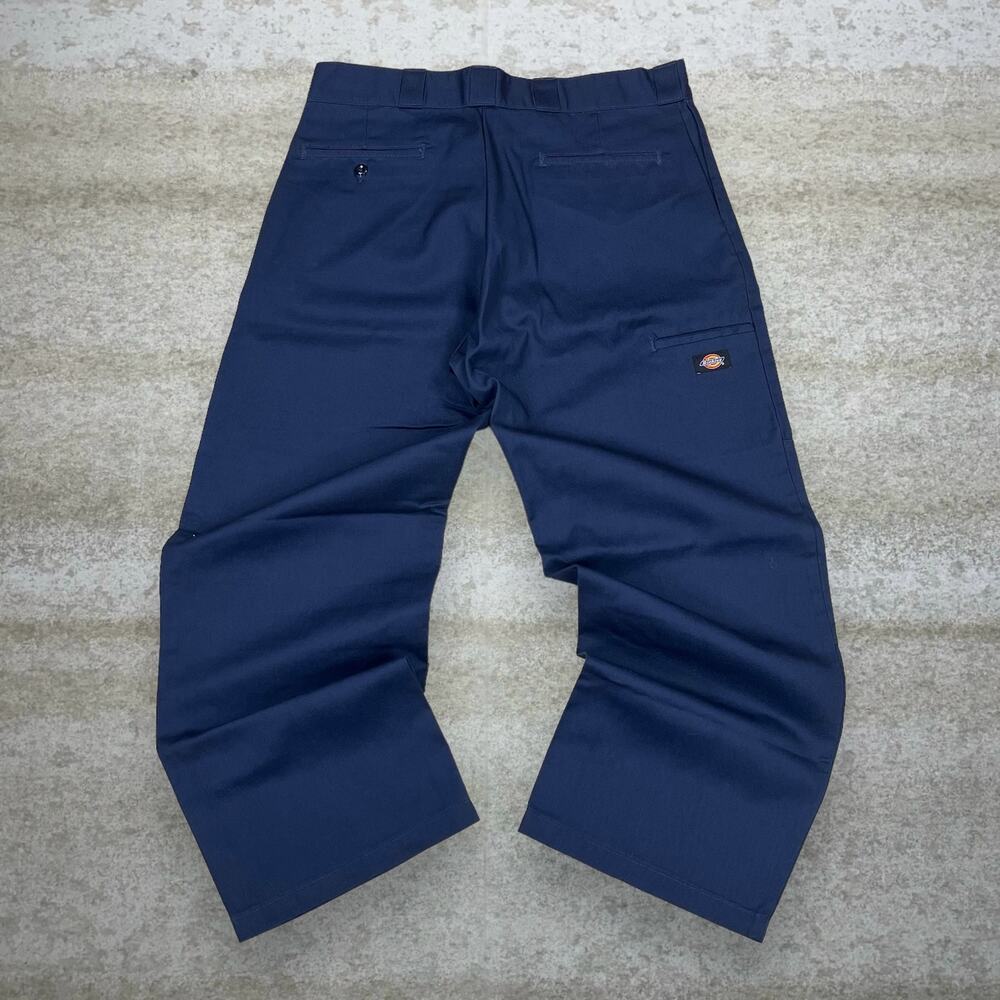 Vintage Y2K Dickies Khakis Pants 38x30 Loose Fit Navy Blue Flat Front Essential